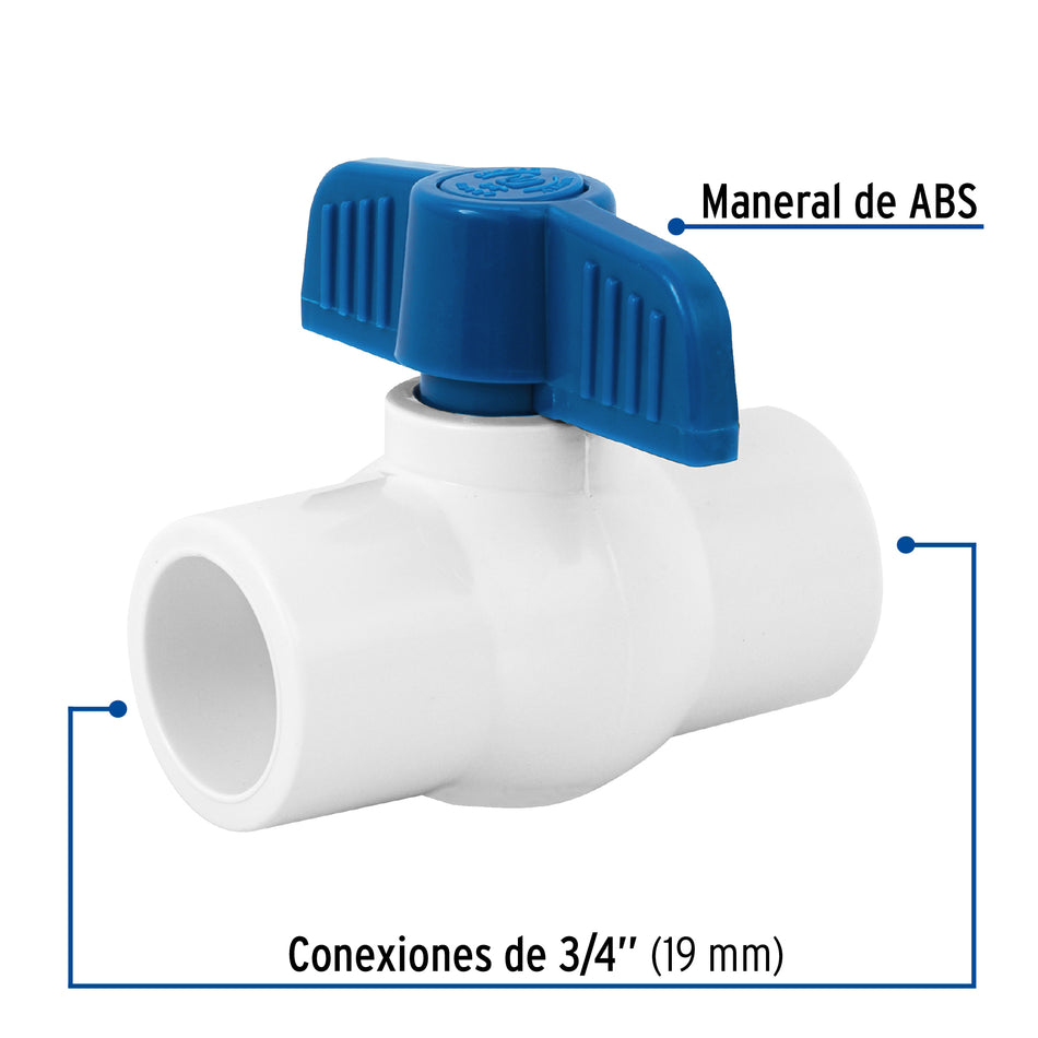 Válvula de esfera de PVC 3/4' para cementar, Foset Caja con 4, 49157