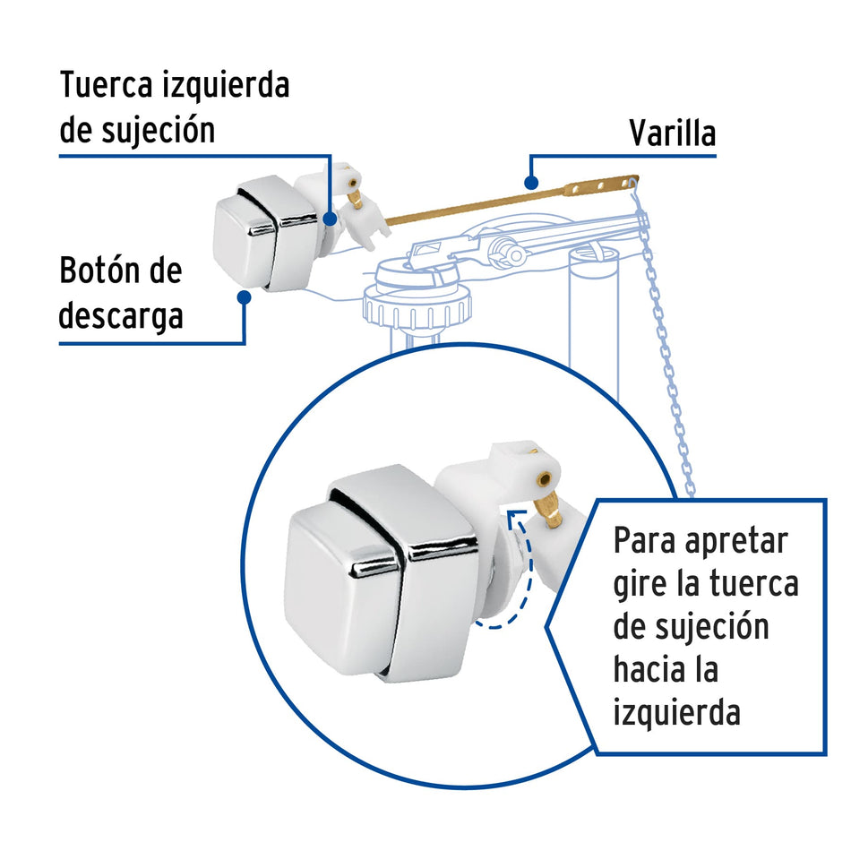 Botón de plástico para WC, Foset Caja con 6, 49505