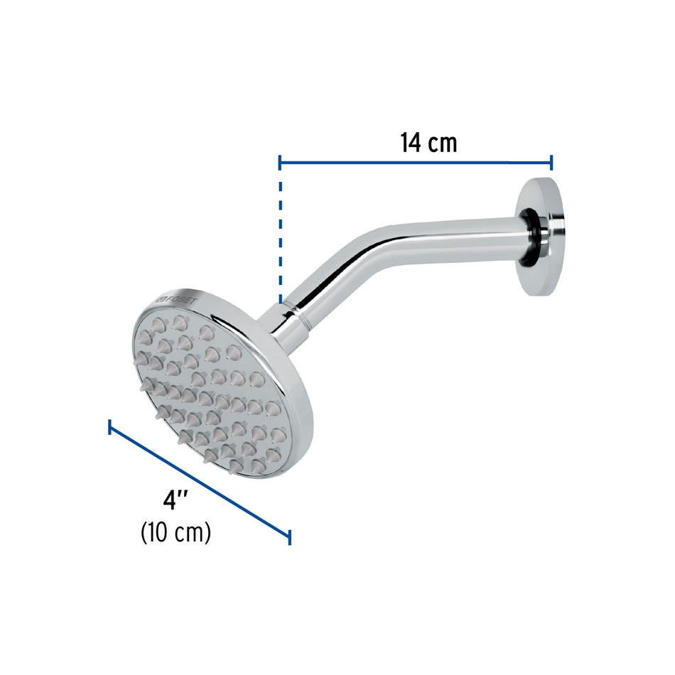 Regadera cromo 4' plato redondo, con brazo, Foset Element, 49575