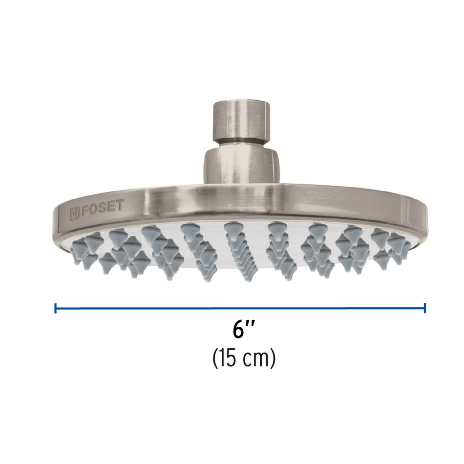 Regadera satín 6' plato redondo, sin brazo, Foset Element, 45582