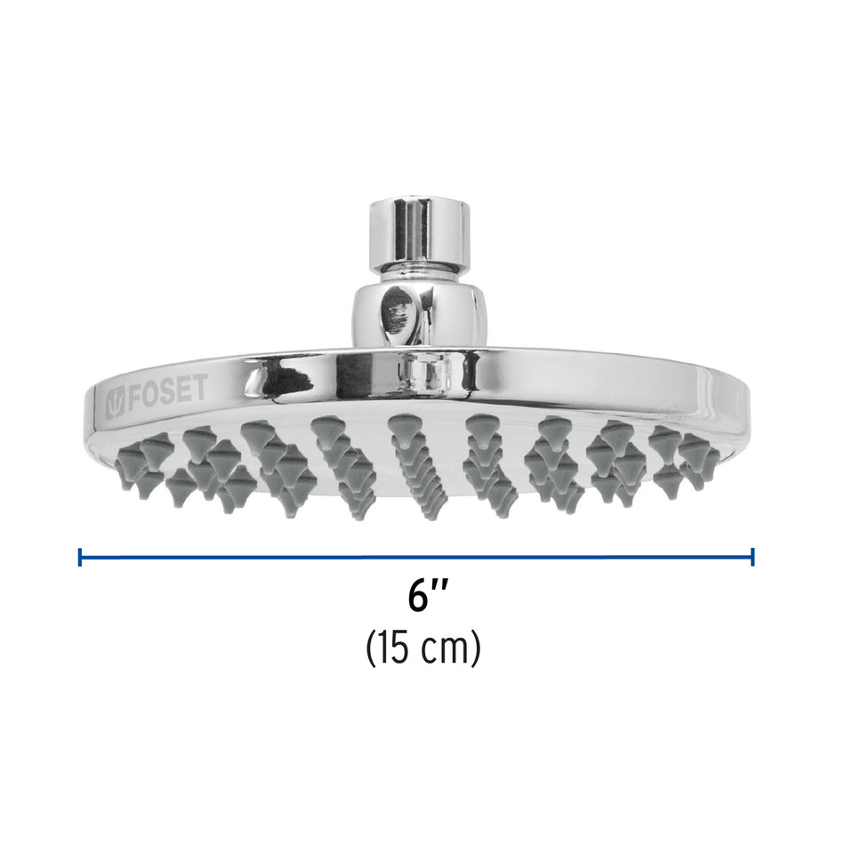 Regadera cromo 6' plato redondo, sin brazo, Foset Element, 49582