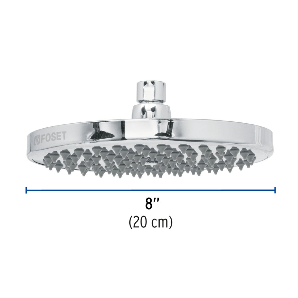 Regadera cromo 8' plato redondo, sin brazo, Foset Element, 49583