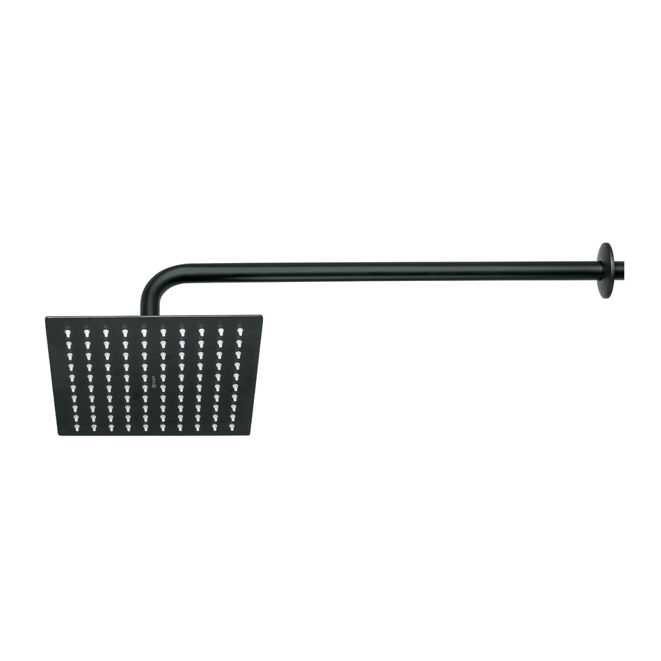Regadera plato cuadrado 8' con brazo, negro, FOSET RIVIERA, 44826