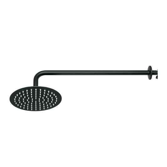 Regadera plato redondo 8' con brazo, negro, FOSET RIVIERA, 44827