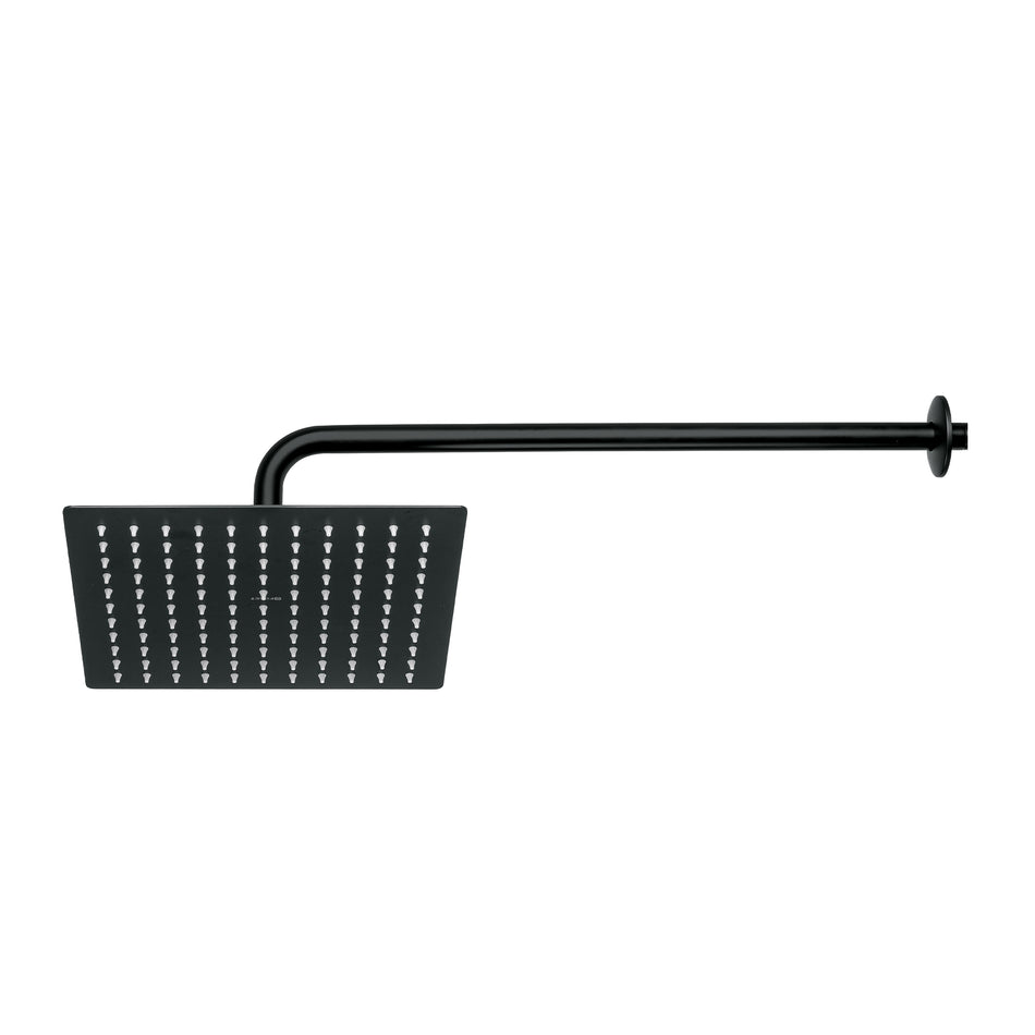 Regadera plato cuadrado 10' con brazo, negro, FOSET RIVIERA, 44823