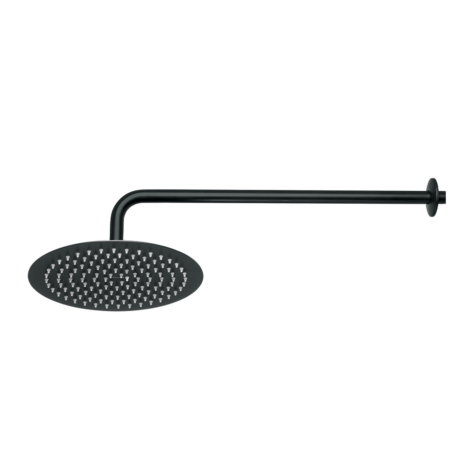 Regadera plato redondo 10' con brazo, negro, FOSET RIVIERA, 44825