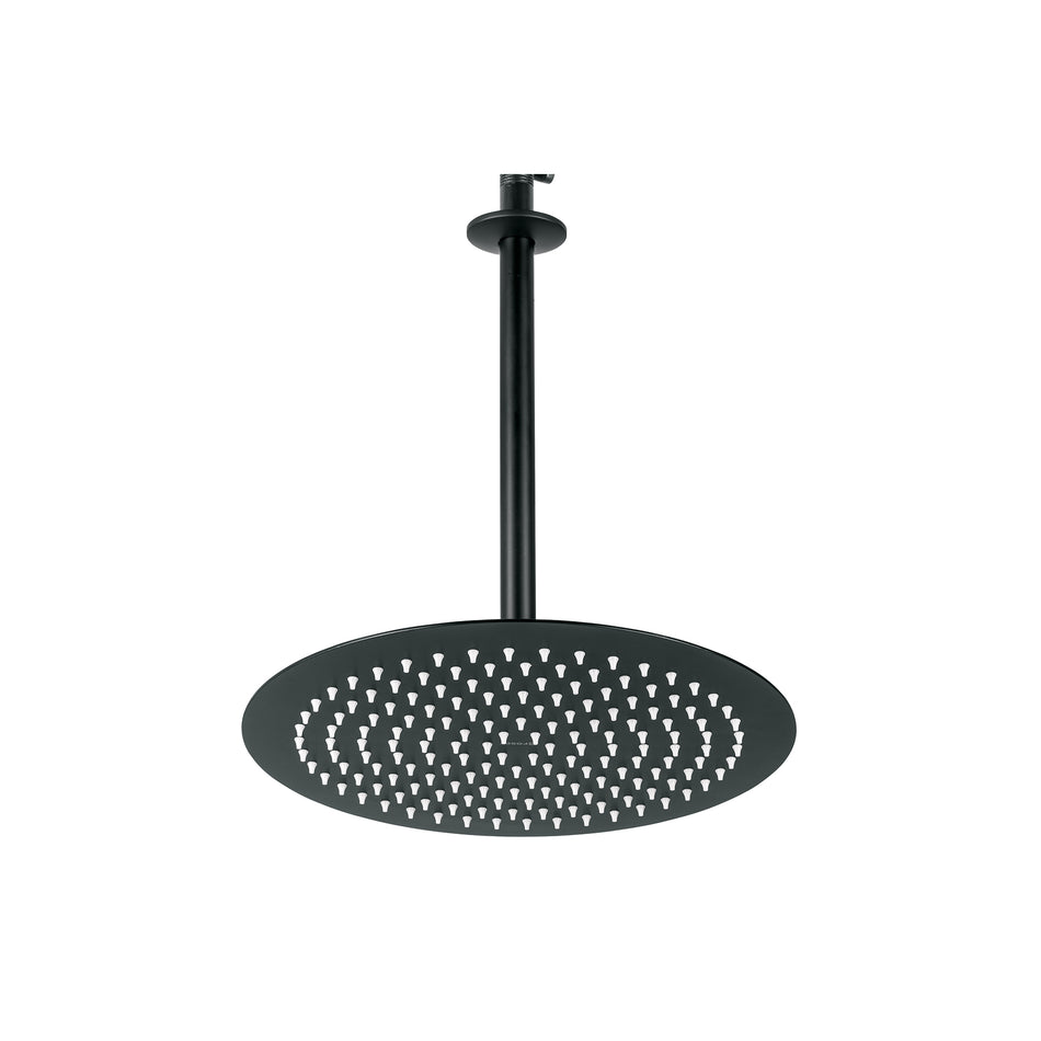 Regadera plato redondo 12' con brazo, negro, FOSET RIVIERA, 44822