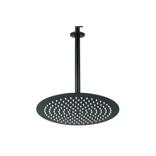 Regadera plato redondo 12' con brazo, negro, FOSET RIVIERA, 44822