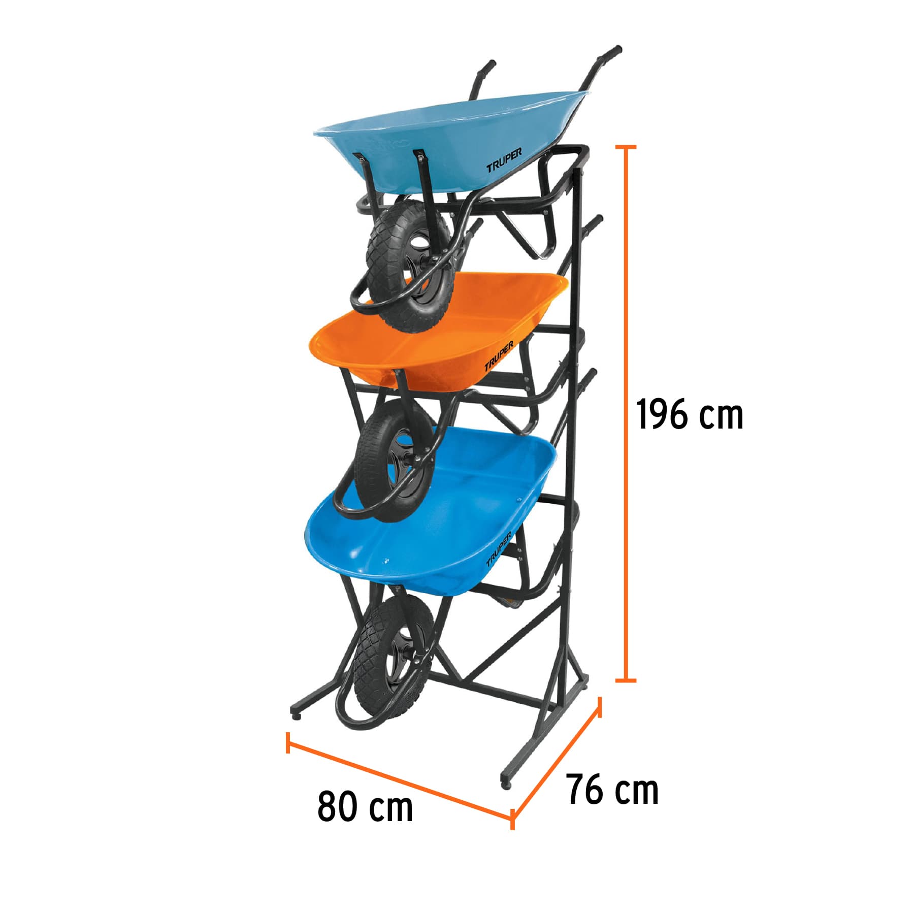 Rack para 3 carretillas estibadas, Truper, 50160