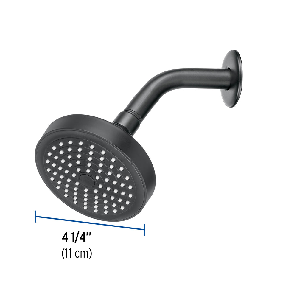 Regadera redonda 4-1/4' brazo y chapetón, negro, Basic Caja con 2, 48422