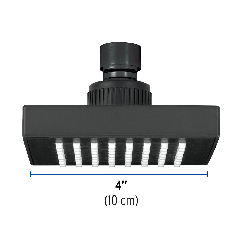 Regadera cuadrada ABS 4' acabado negro mate sin brazo, Foset Caja con 4, 46745
