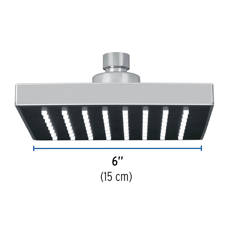 Regadera cuadrada ABS 6' acabado cromo sin brazo, Foset Caja con 3, 46735
