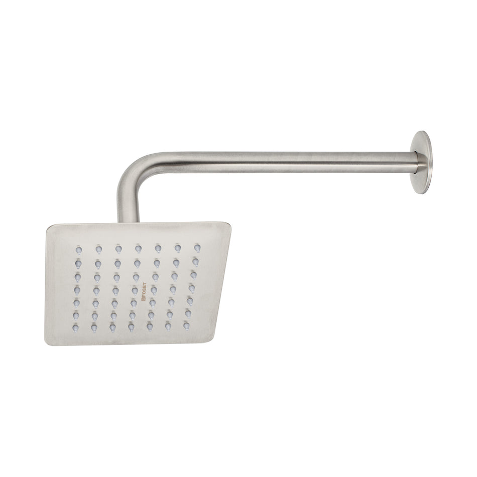 Regadera cuadrada 6', acero inox, con brazo, satín, Túbig Caja con 2, 47742