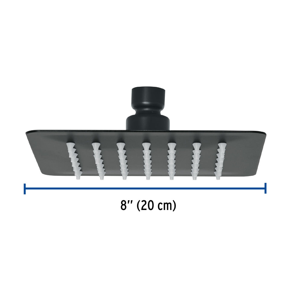 Regadera cuadrada 6', acero inox, sin brazo, negro, Túbig Caja con 2, 47749