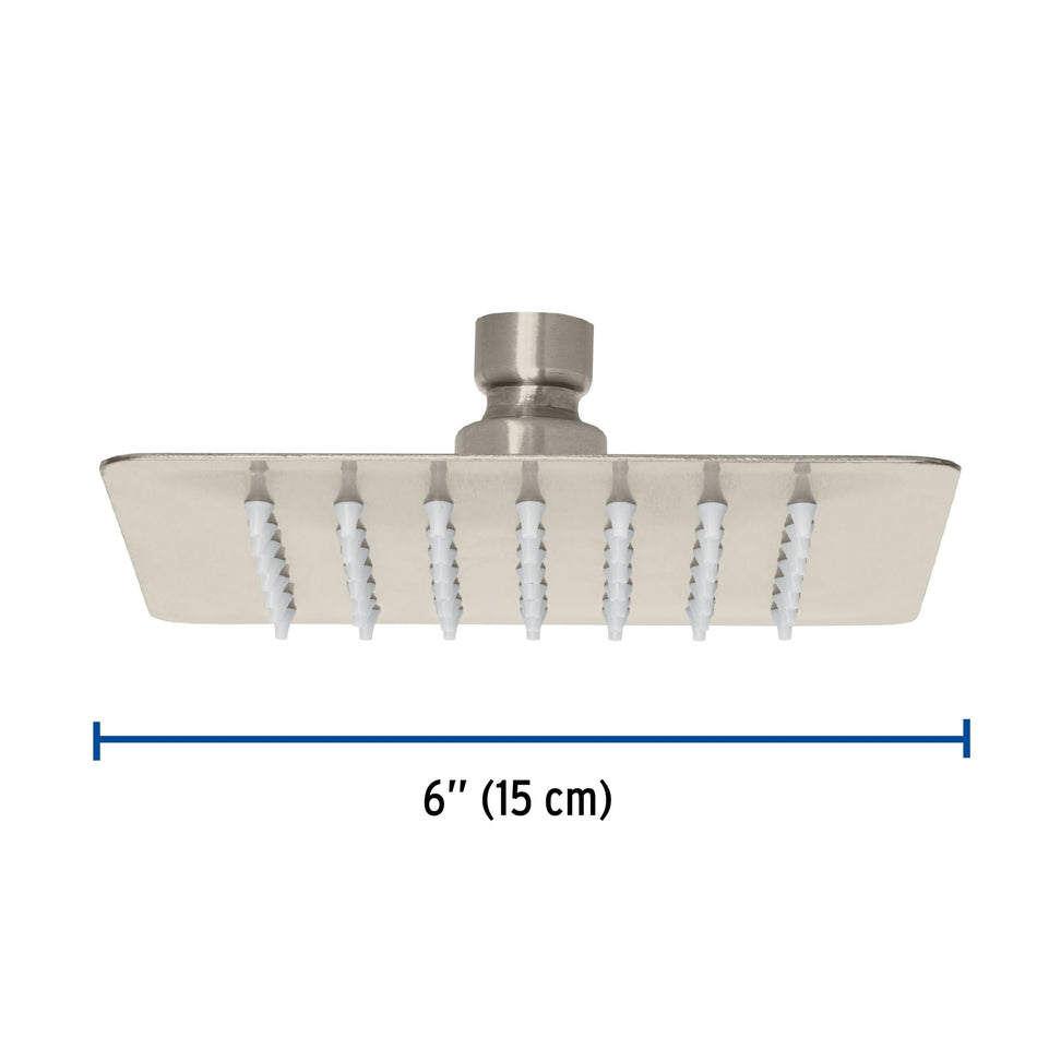 Regadera cuadrada 6', acero inox, sin brazo, satín, Túbig Caja con 2, 47743