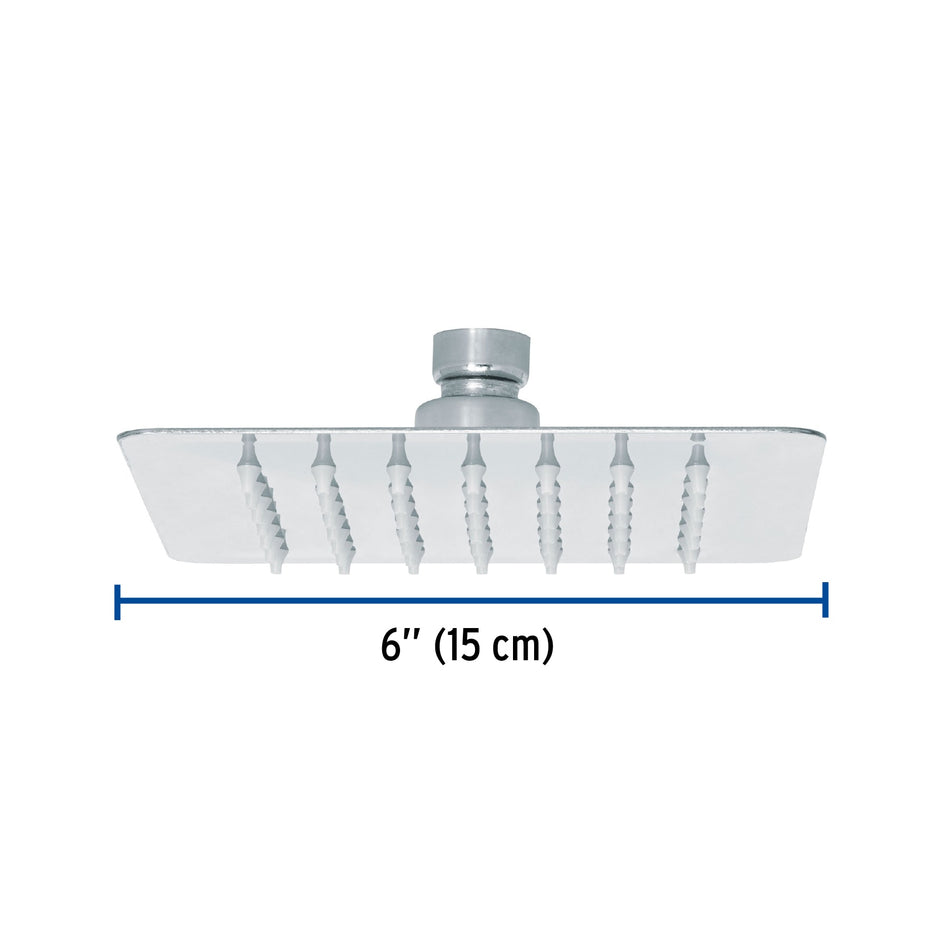 Regadera cuadrada 6', acero inox, sin brazo, cromo, Túbig Caja con 2, 47737