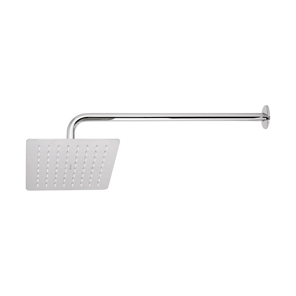 Regadera cuadrada 8', acero inox, con brazo, cromo, Túbig Caja con 2, 47738