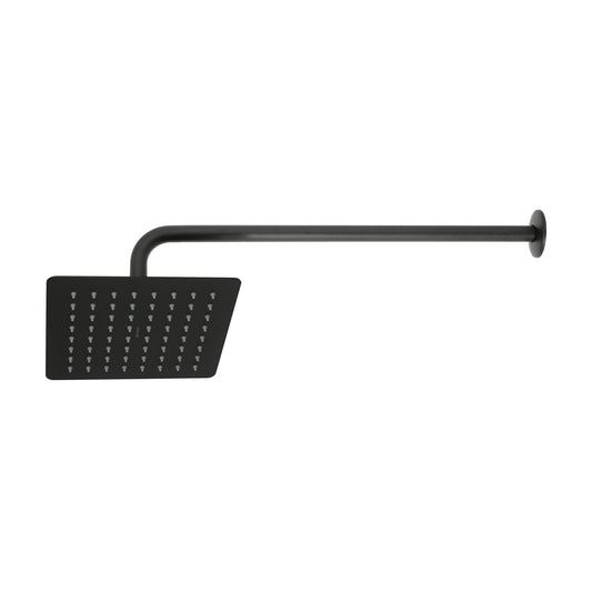 Regadera cuadrada 8', acero inox, con brazo, negro, Túbig, 47750