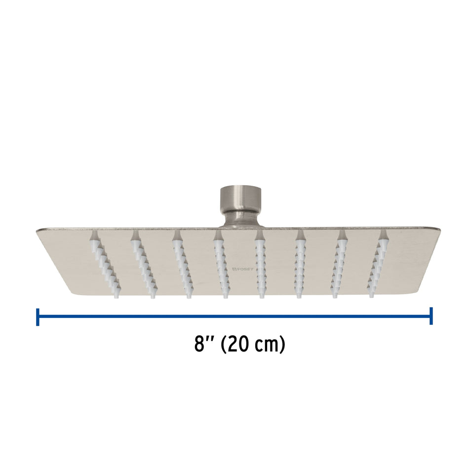 Regadera cuadrada 8', acero inox, sin brazo, satín, Túbig Caja con 2, 47745