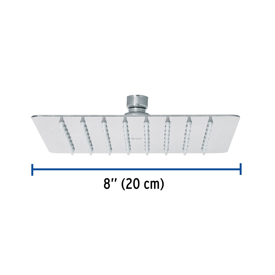 Regadera cuadrada 8', acero inox, sin brazo, cromo, Túbig Caja con 2, 47739