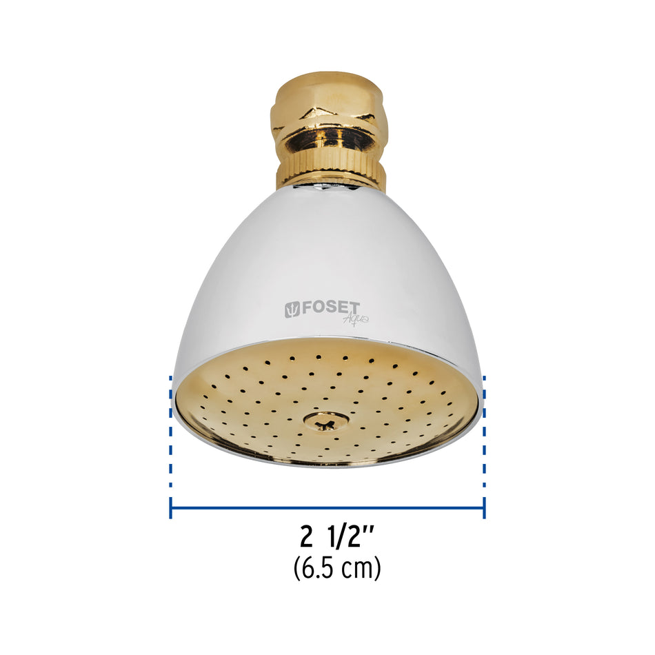 Regadera cónica 2-1/2' cromo-oro sin brazo, Foset Aqua Caja con 2, 49148