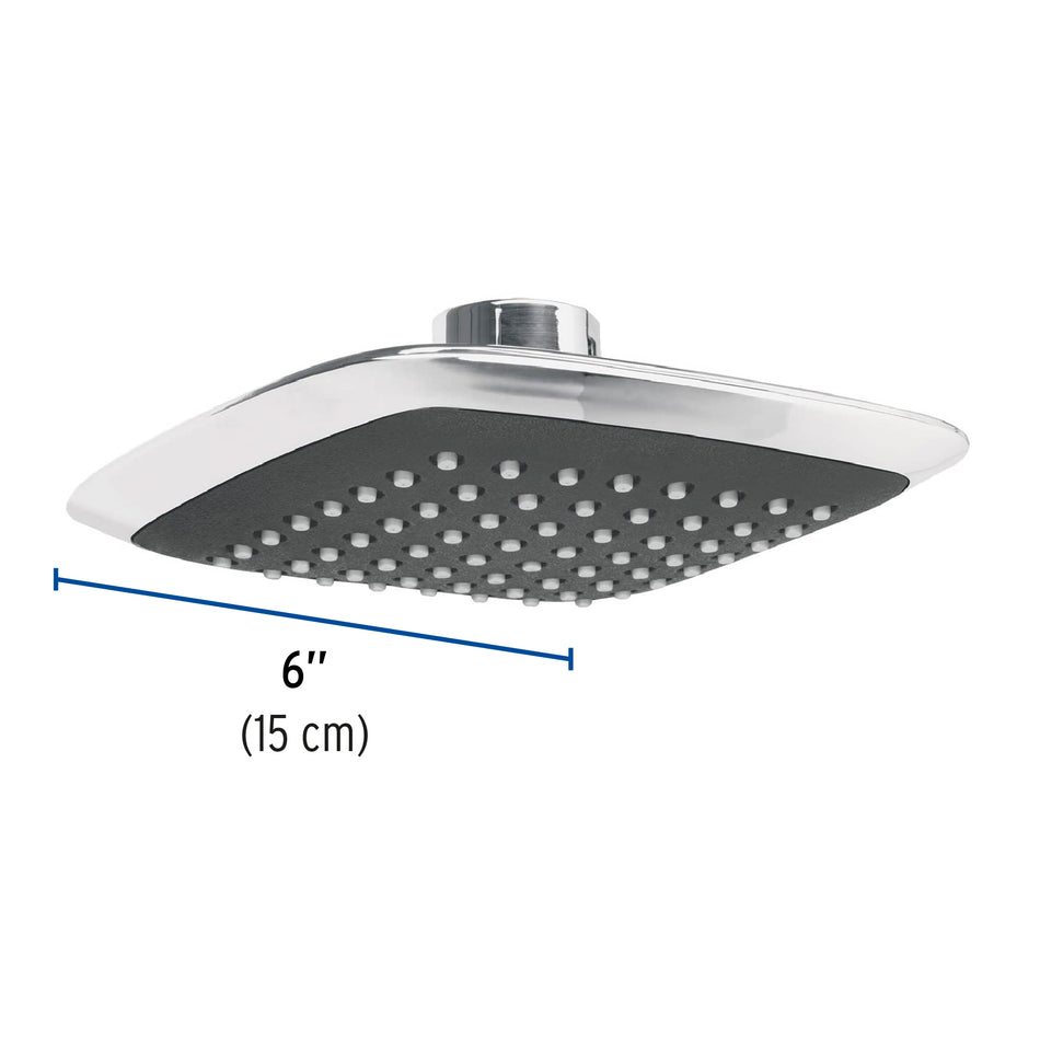 Regadera cuadrada plato ancho 6' gris-cromo, sin brazo, Aero Caja con 2, 49454