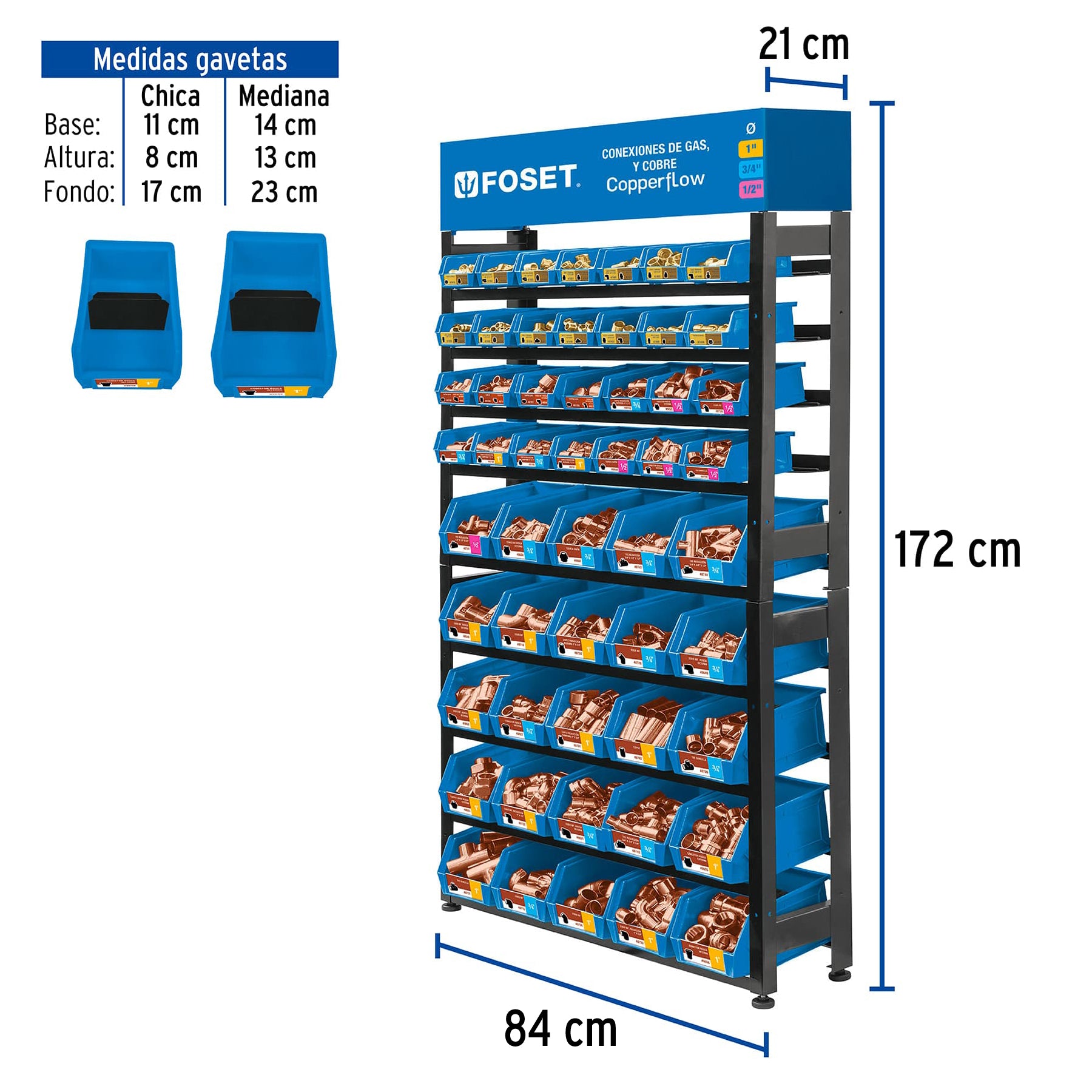 Rack con conexiones de cobre y gas, Foset, 55860