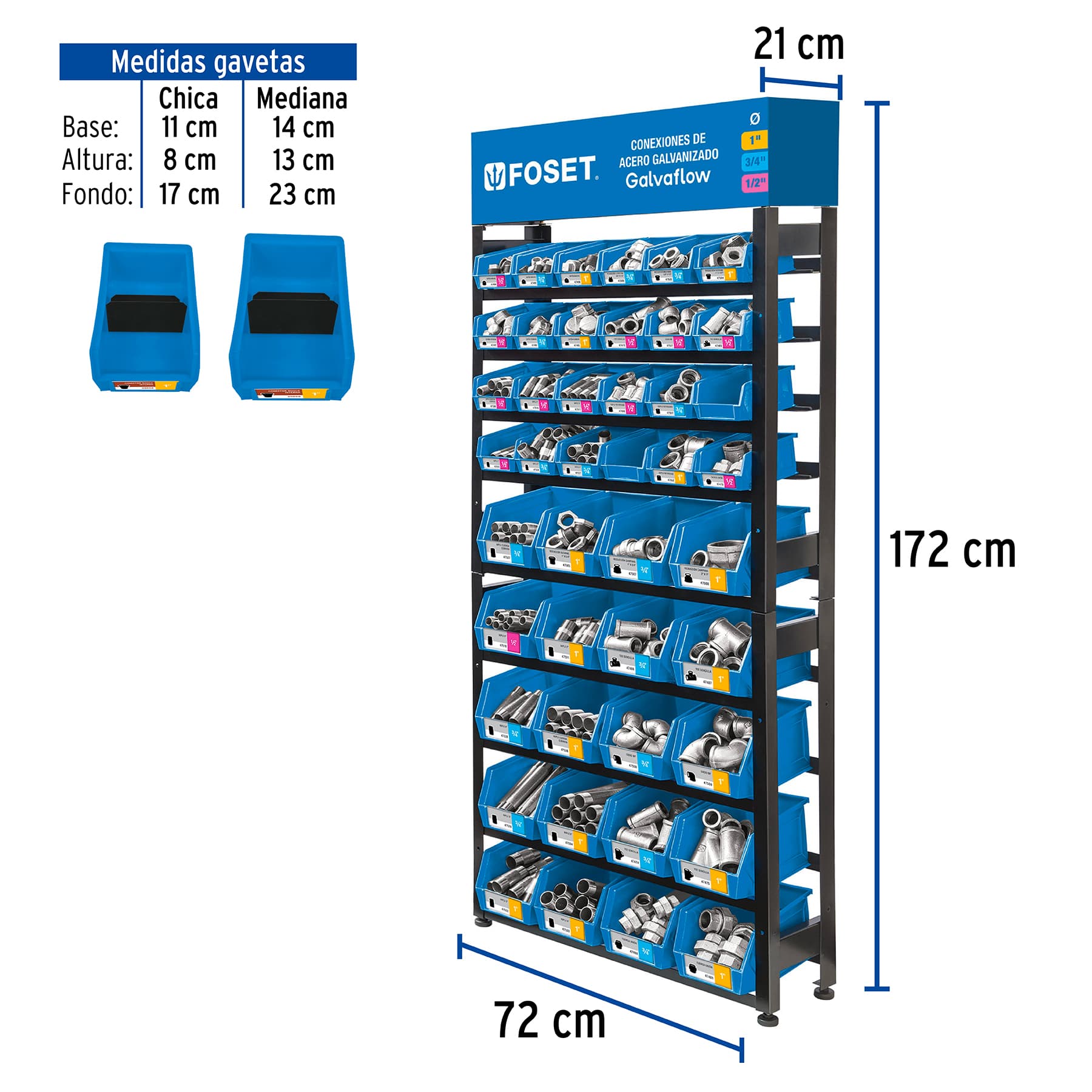 Rack con conexiones de acero galvanizado, Foset, 55862