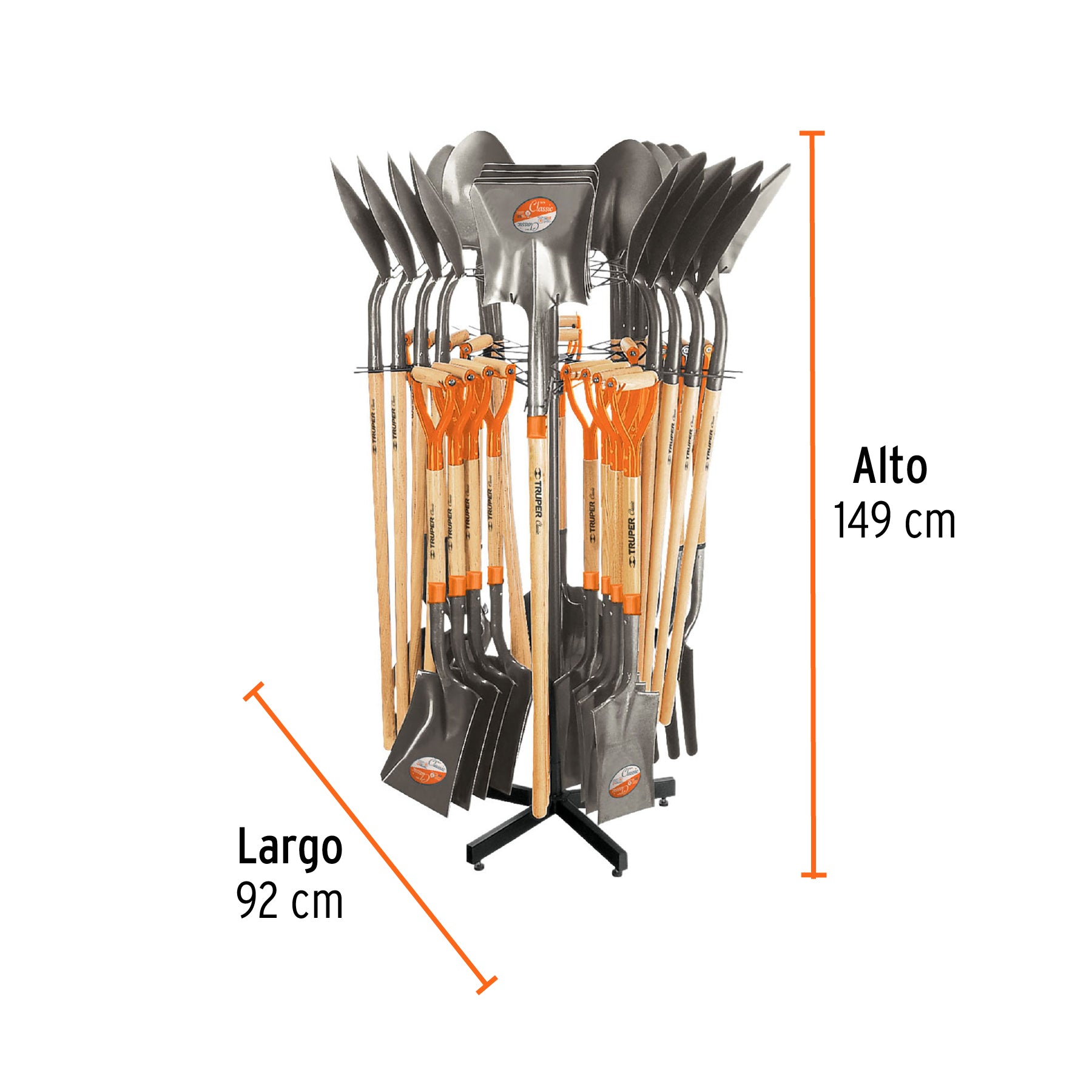 Rack giratorio para palas y bieldos, Truper, 50050