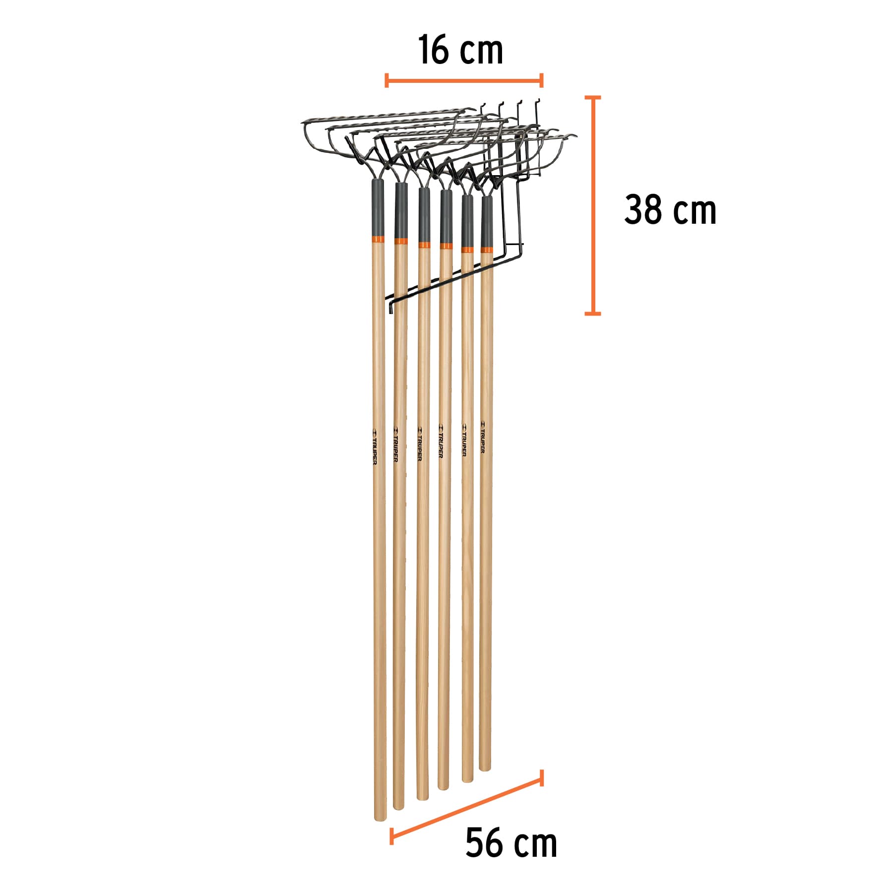 Rack para rastrillos jardineros 14 dientes, Truper, 50143