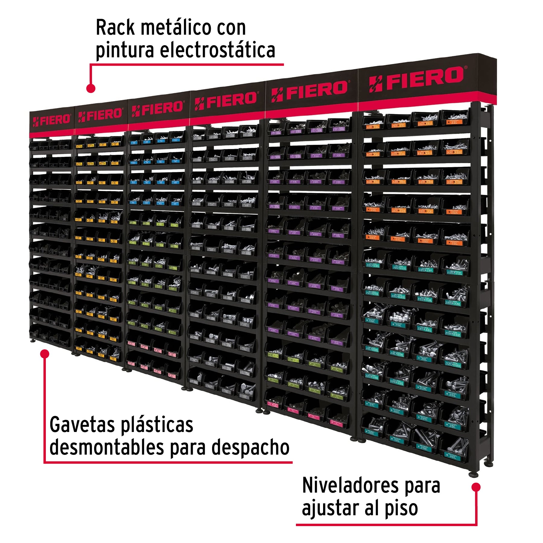 Rack modular con tornillos, 288 gavetas, 55953