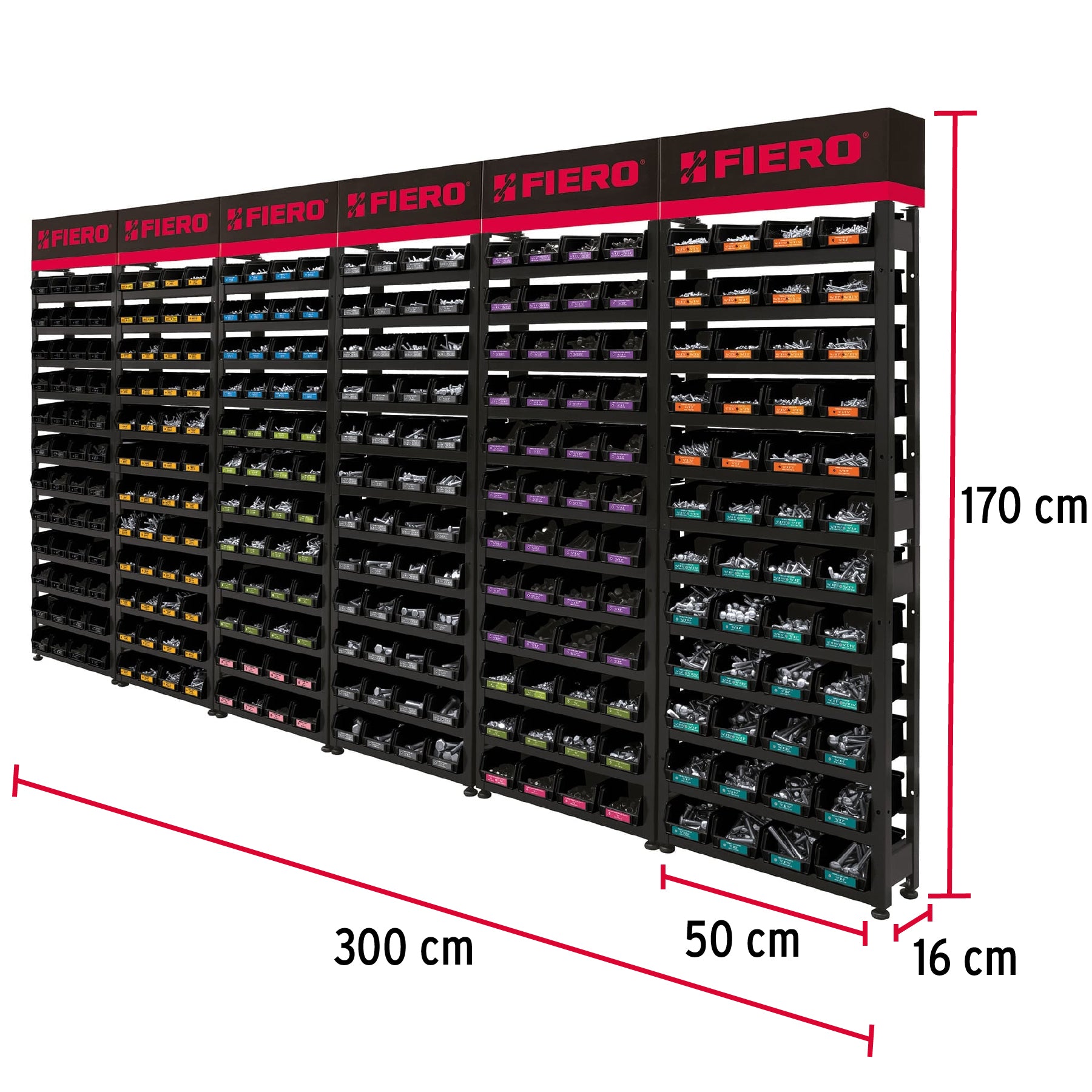 Rack modular con tornillos, 288 gavetas, 55953