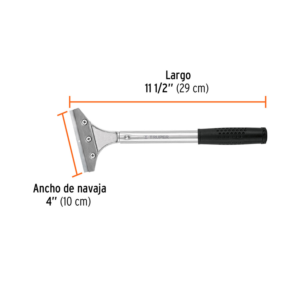Raspador de acero con mango y cuchilla de 4', TRUPER Caja con 6, 15962