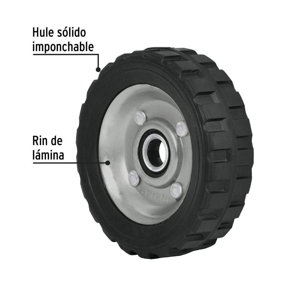 Rueda de hule sólido 5' para diablo, un balero, Pretul Caja con 4, 45478