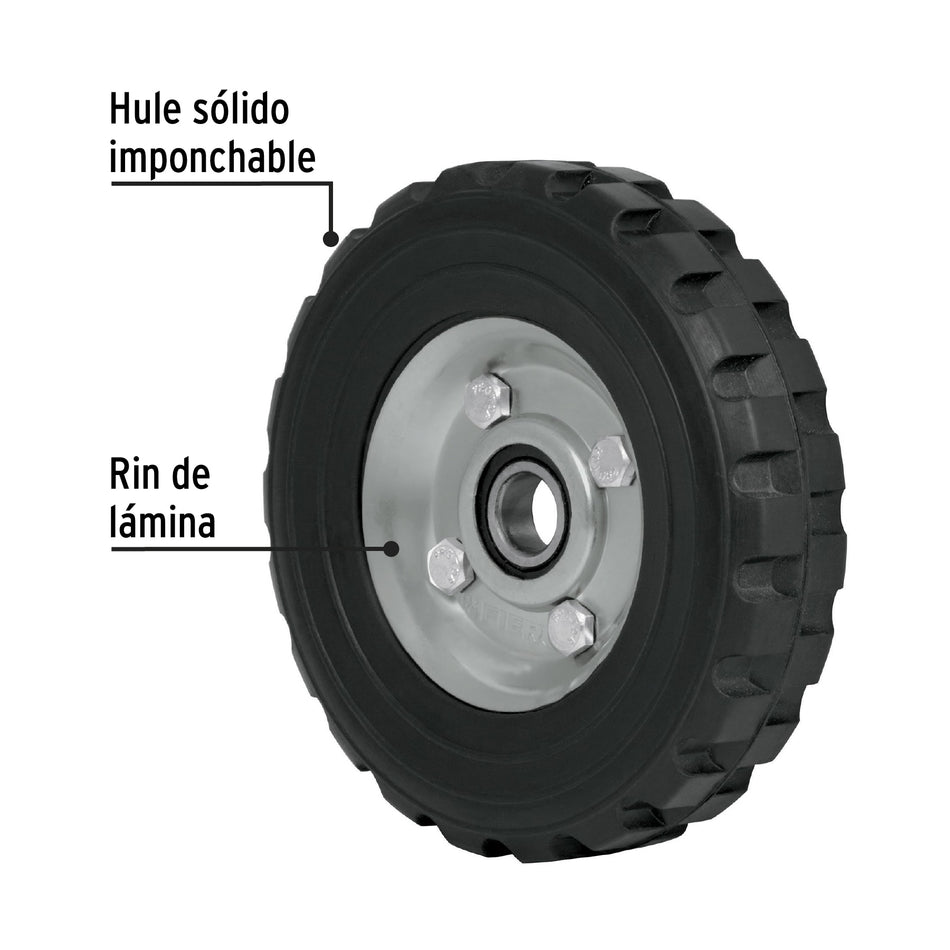 Rueda de hule sólido 6' para diablo, un balero, Pretul Caja con 4, 45481