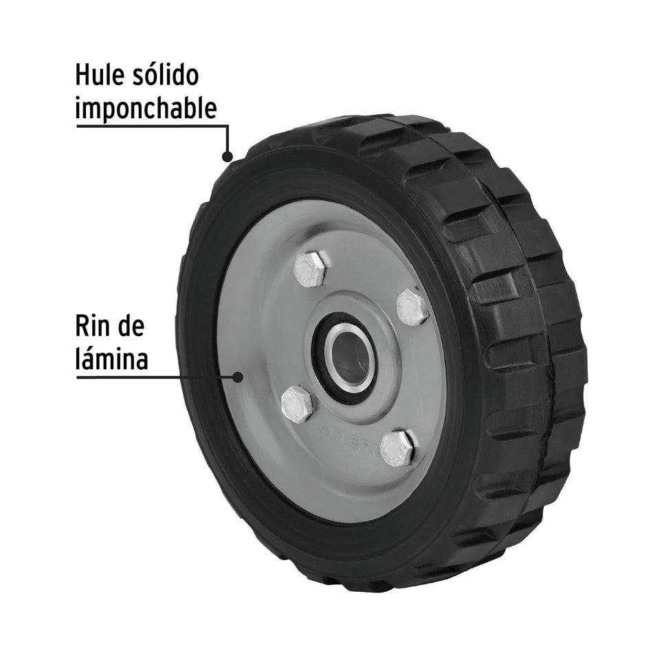 Rueda de hule sólido 6' para diablo, doble balero, Pretul Caja con 4, 45480