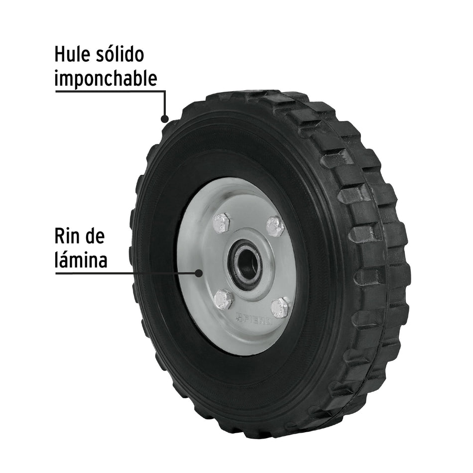 Rueda de hule sólido 8' para diablo, doble balero, Pretul Caja con 4, 45485