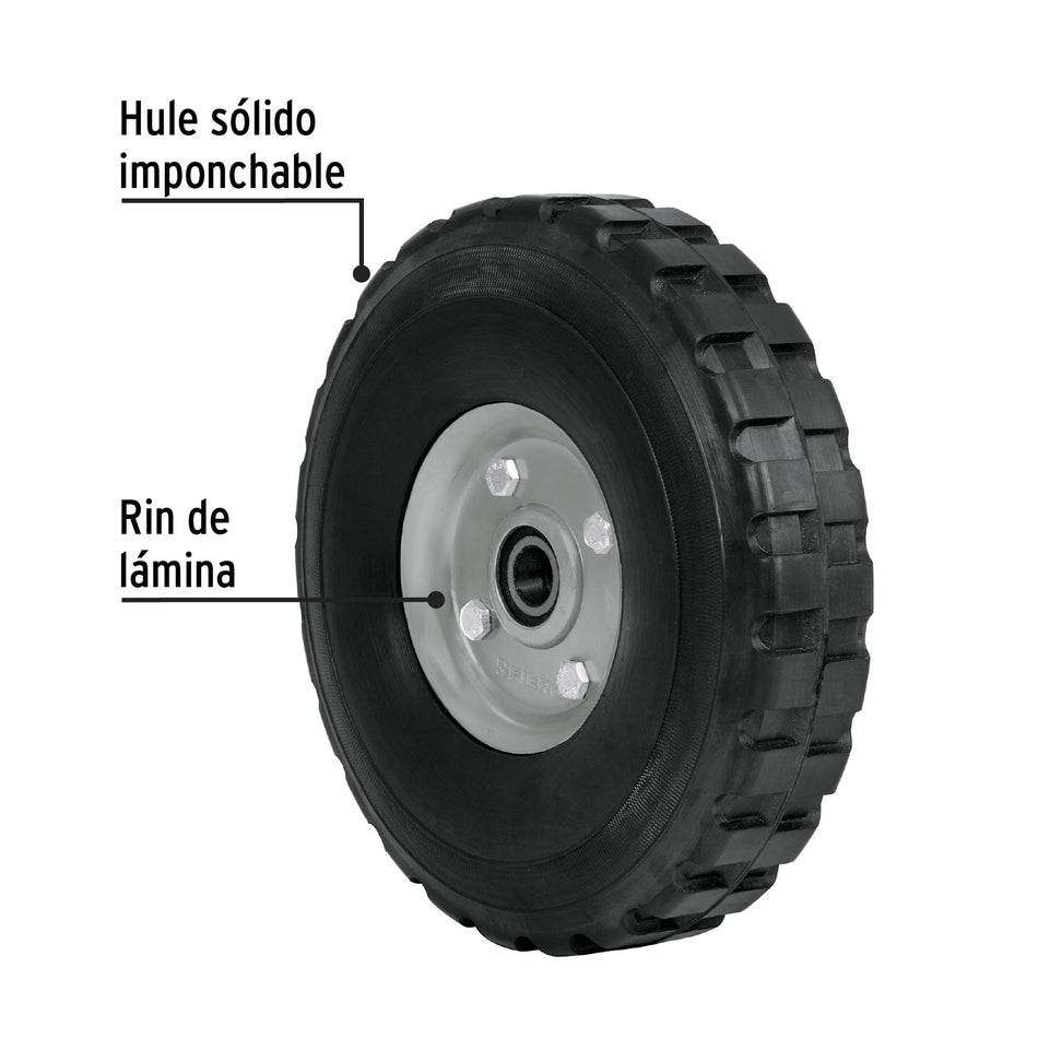Rueda de hule sólido 9' para diablo, doble balero, Pretul Caja con 4, 45487