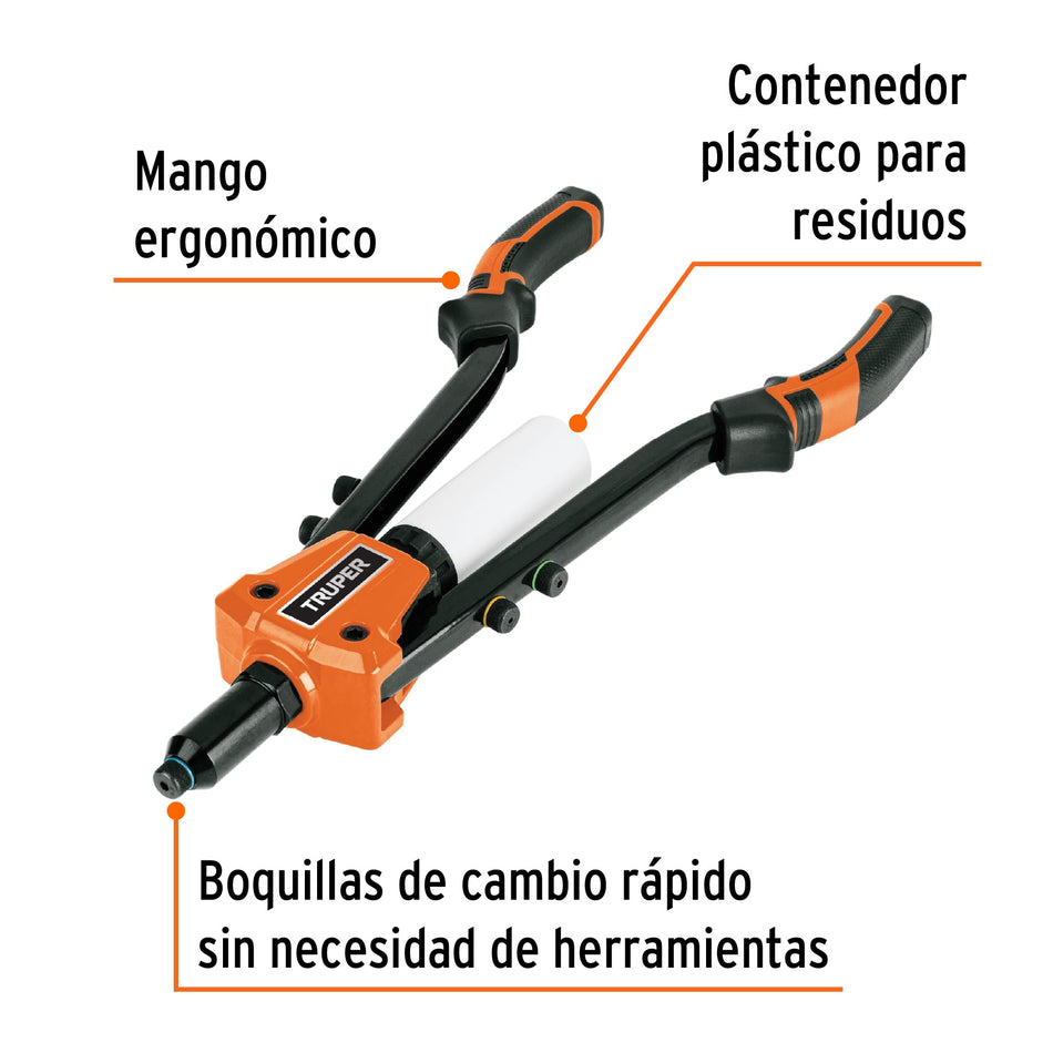 Remachadora de uso rudo tipo tijera, 13', Truper Caja con 3, 100733