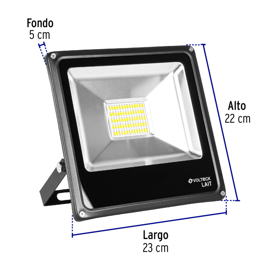 Reflector delgado de LED 30 W luz de día, Volteck Caja con 2, 48220