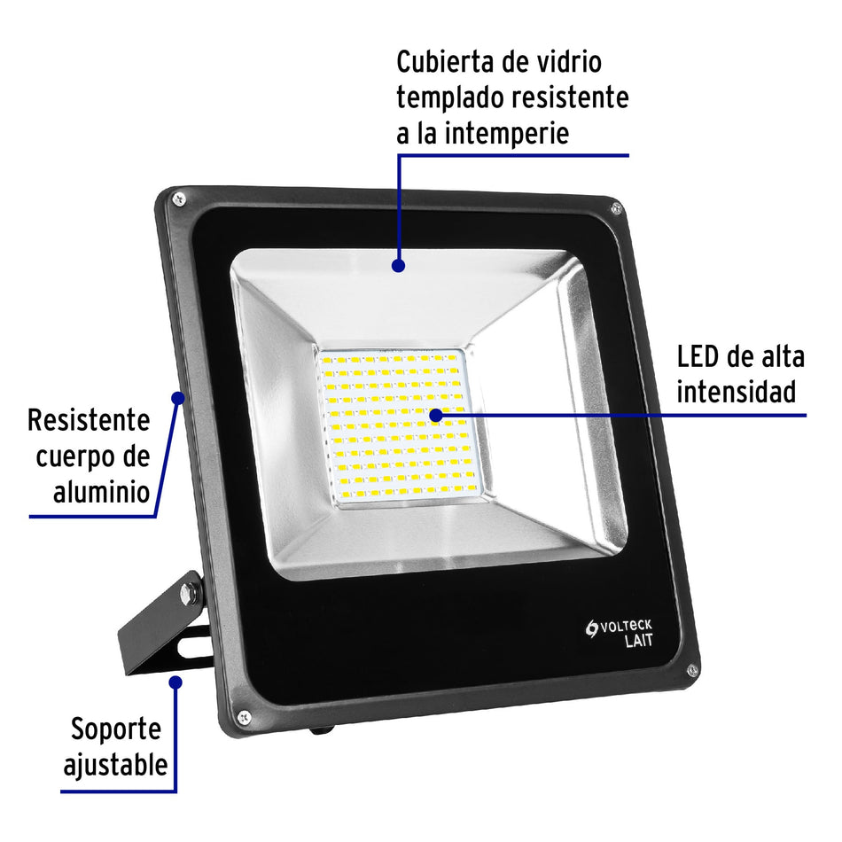 Reflector delgado de LED 50 W luz de día, Volteck, 48221