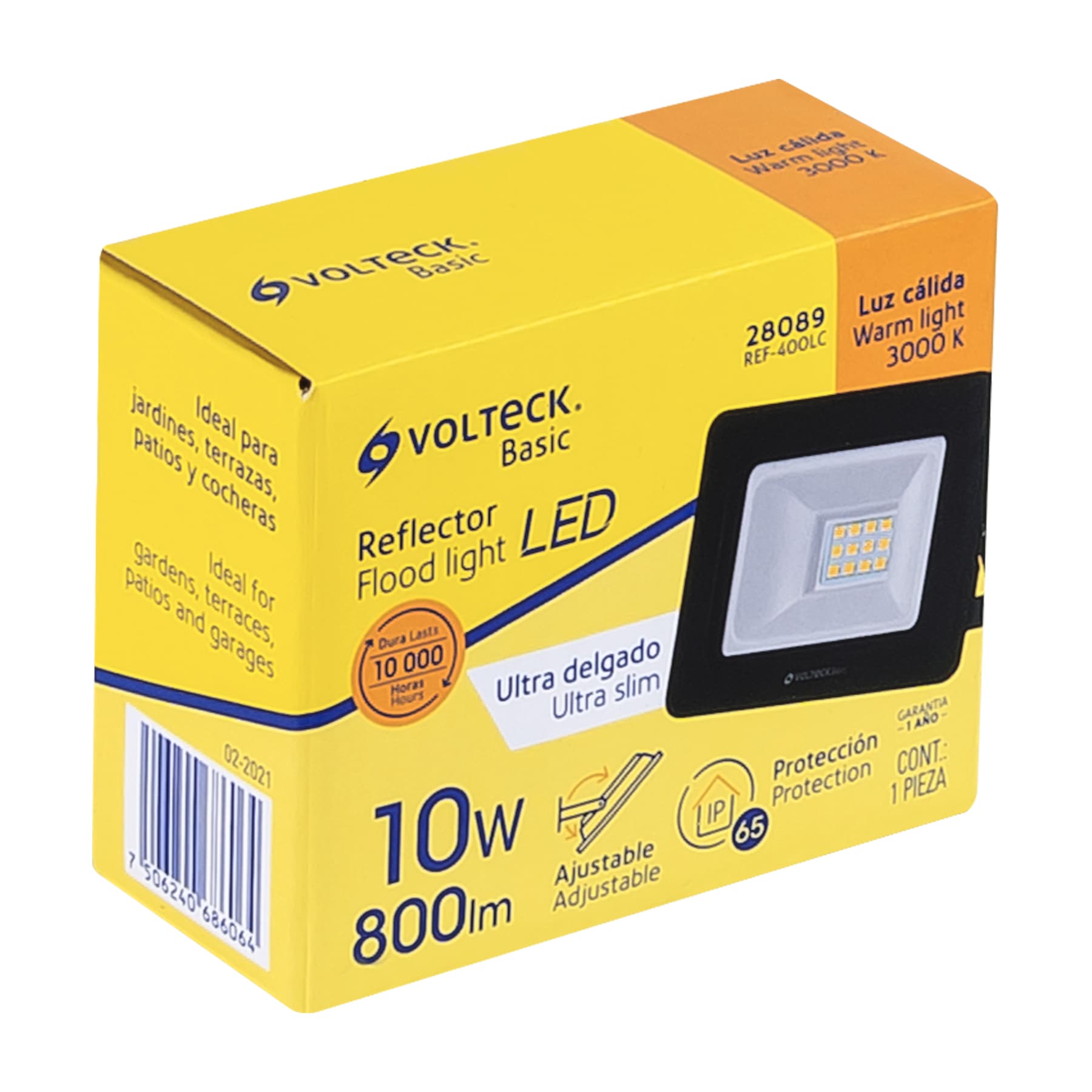 Reflector ultra delgado LED 10 W luz cálida, Volteck Basic, 28089