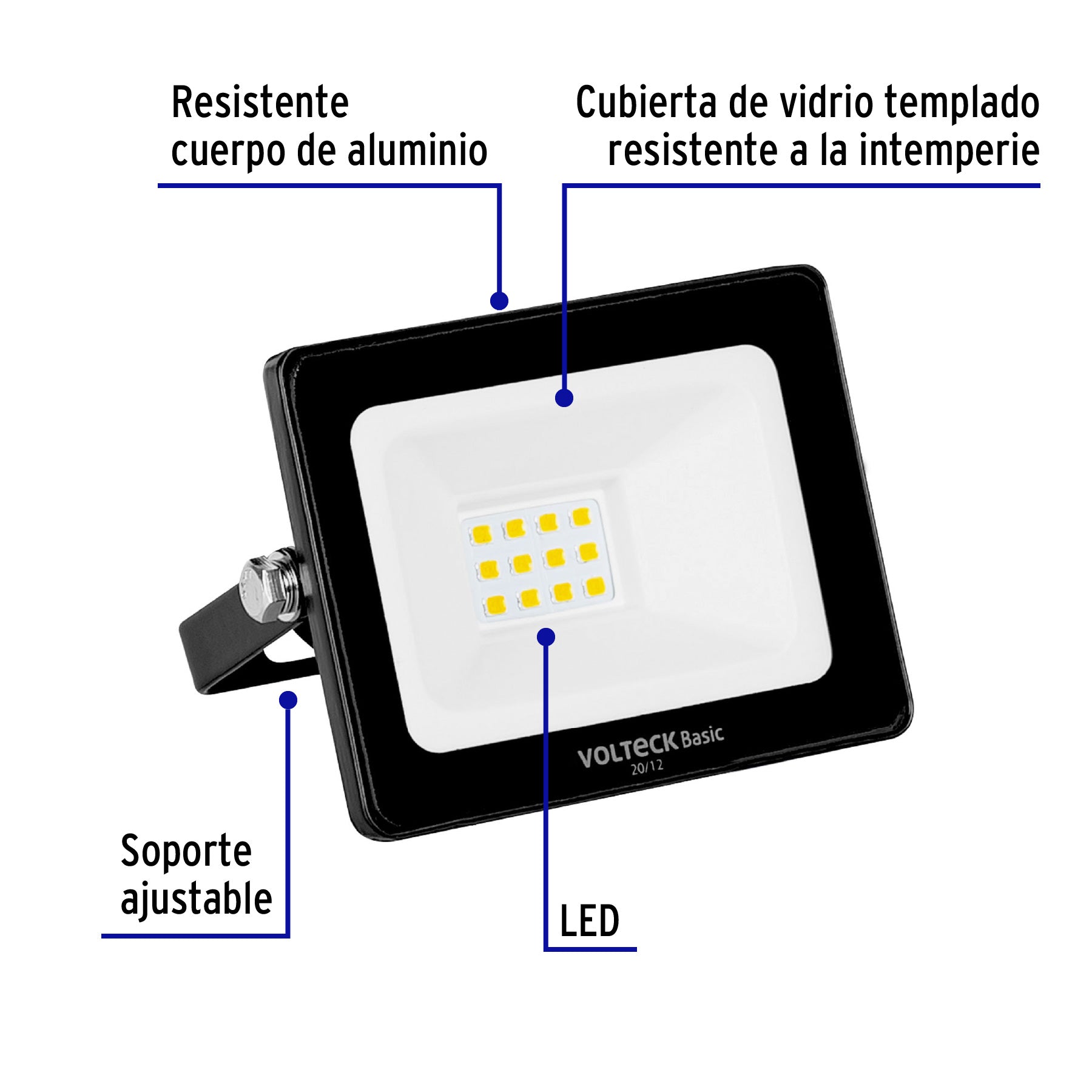 Reflector ultra delgado LED 10 W luz de día, Volteck Basic, 22040