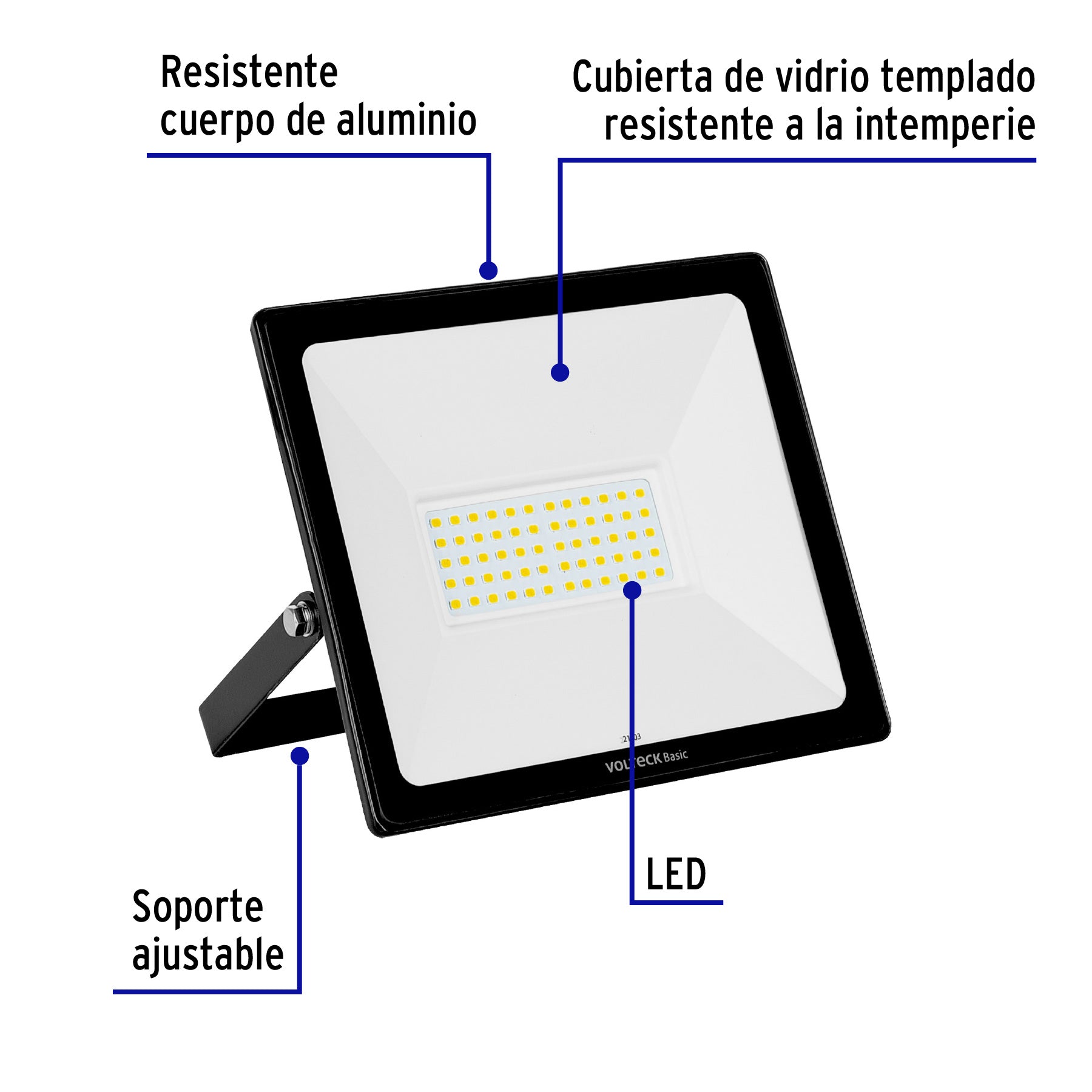 Reflector ultra delgado LED 50 W luz de día, Volteck Basic, 22043