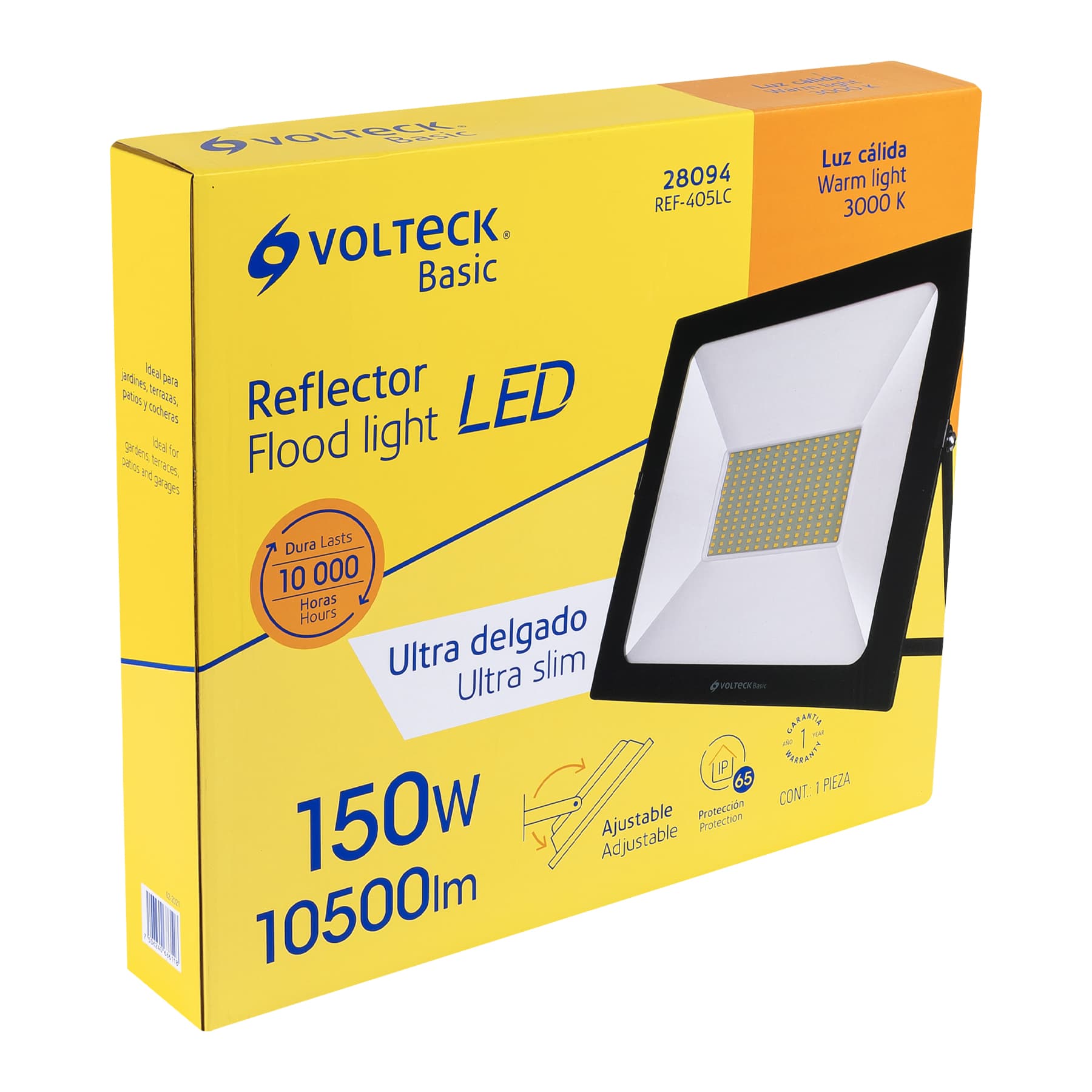 Reflector ultra delgado LED 150 W luz cálida, Volteck Basic, 28094