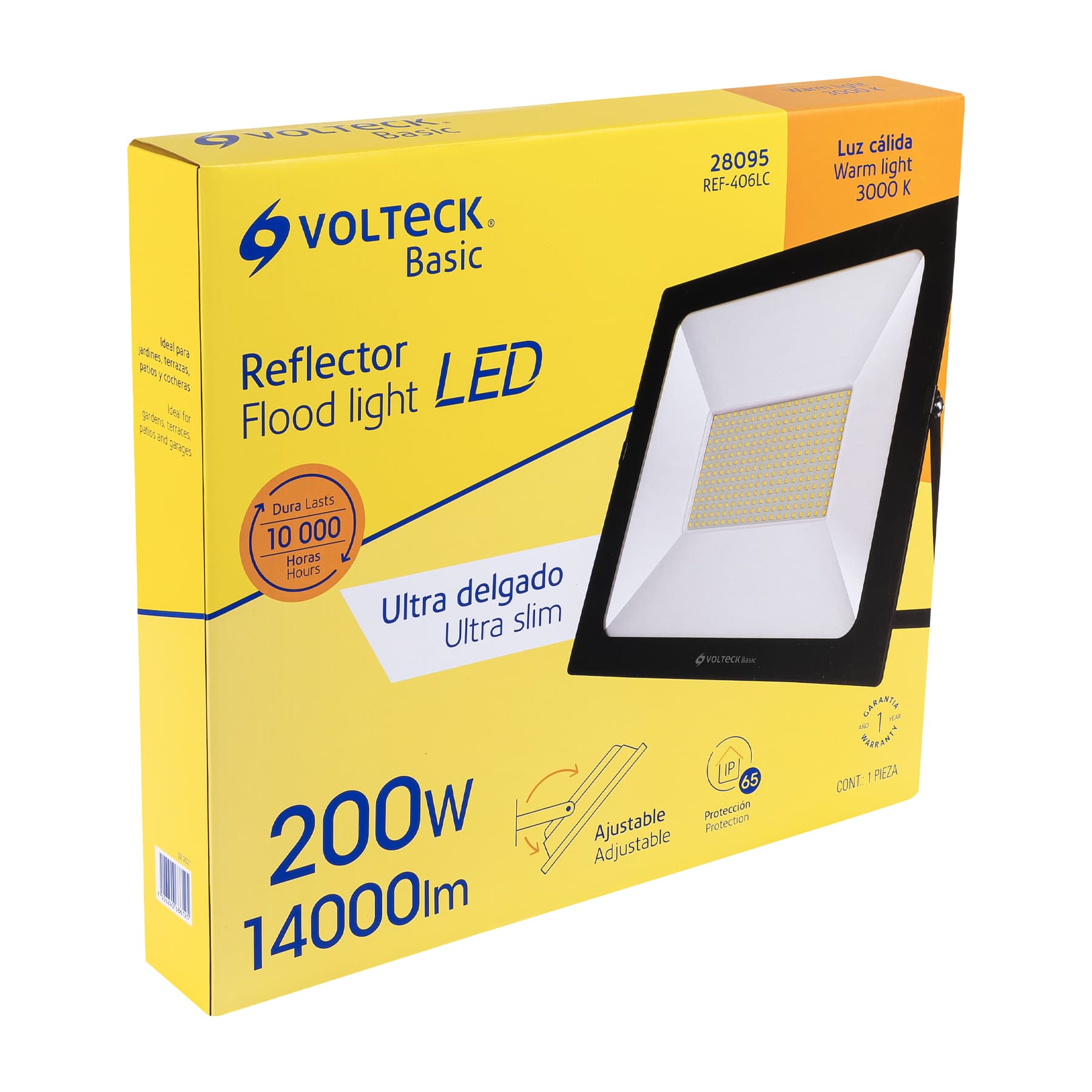 Reflector ultra delgado LED 200 W luz cálida, Volteck Basic, 28095