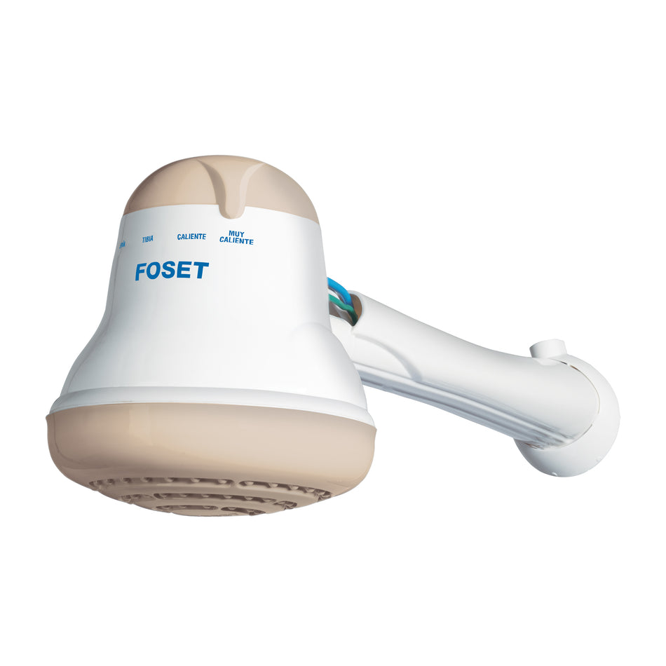 Regadera eléctrica, 4 temperaturas, 14.5cm, beige, Foset Caja con 4, 45156