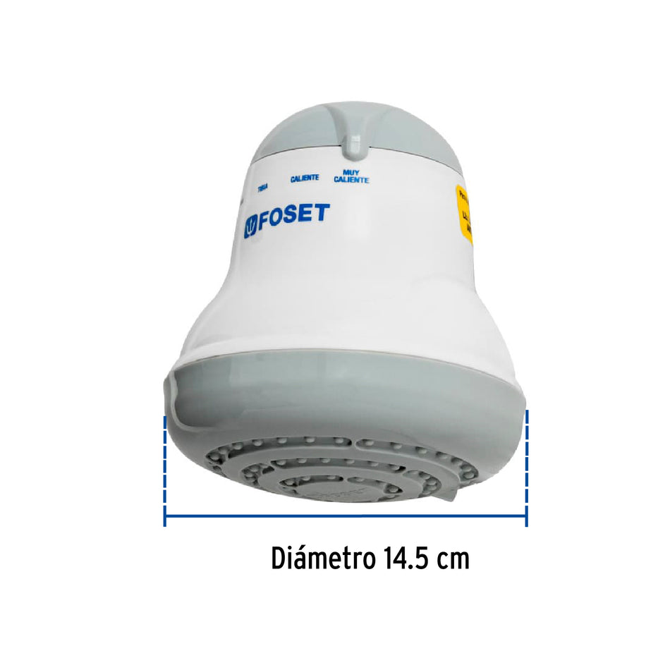 Regadera eléctrica, 4 temperaturas, 14.5cm, gris, Foset Caja con 4, 45154