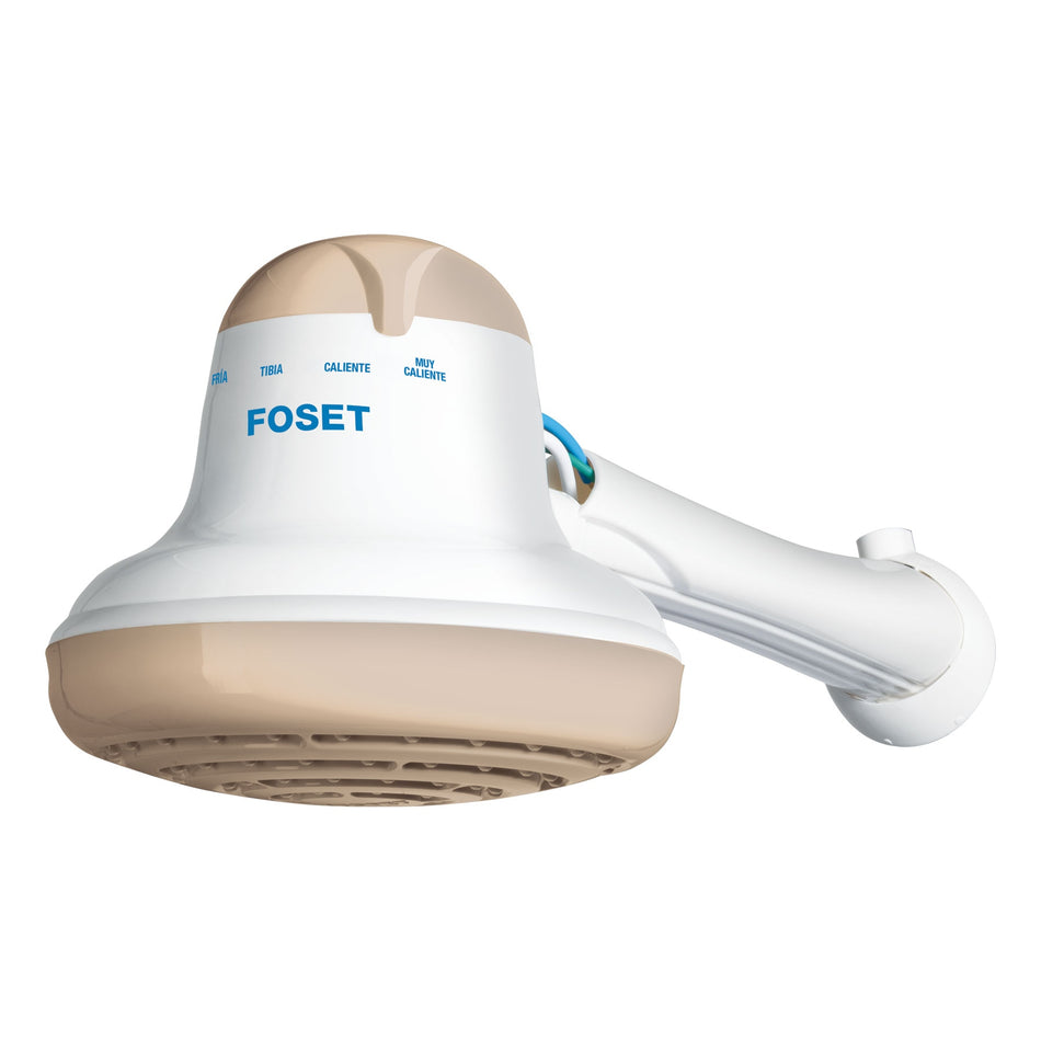 Regadera eléctrica, 4 temperaturas, 16.5cm, beige, Foset Caja con 4, 40240