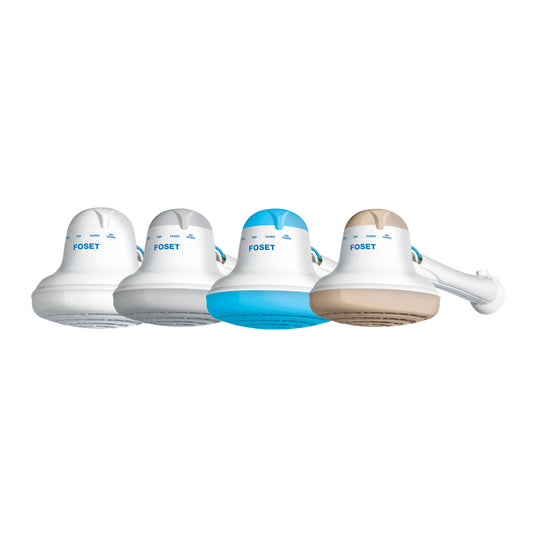 Regadera eléctrica, 4 temperaturas, 16.5cm, blanca, Foset Caja con 4, 40237